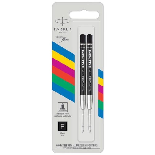 Стержень для шариковой ручки PARKER QuinkFlow F, 0.8мм черный 2 набор стержней 10шт д шариковой ручки parker quinkflow синие средние 1 0мм блистер parker 9372603