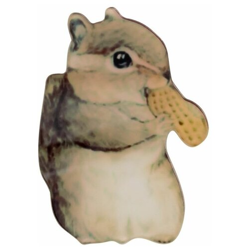 фото Значок бижутерный бурундук (замок-булавка, серый) 55209 otokodesign