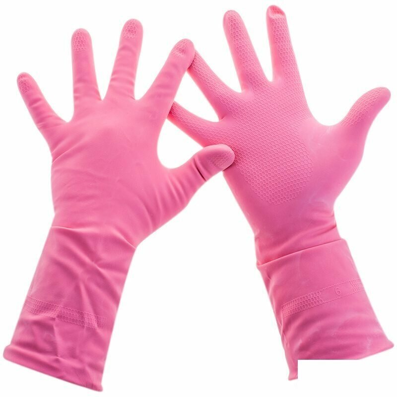 Перчатки Paclan Practi Comfort латекс розовые размер S - фото №4