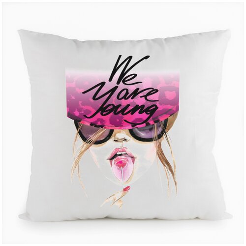 фото Подушка белая coolpodarok девушка с леденцом. we are young,белая