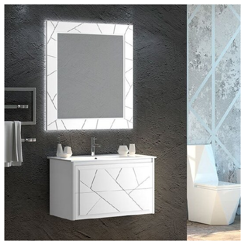 фото Мебель для ванной opadiris луиджи 90 белая (тумба с раковиной + зеркало)