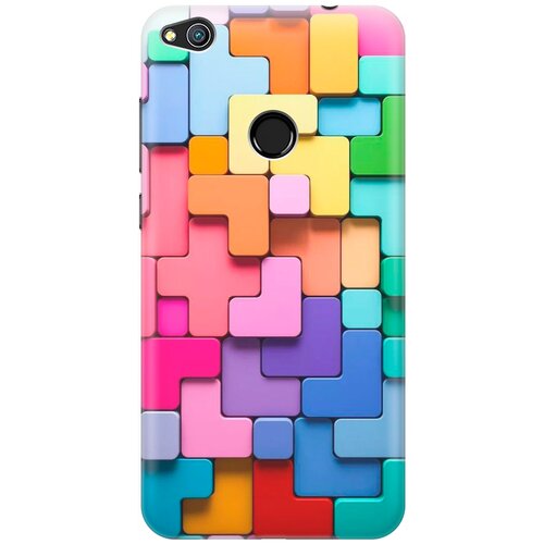 фото Силиконовый чехол на honor 8 lite / хонор лайт с принтом "паттерн из блоков" gosso