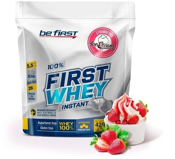 Be First First Whey Instant 420 гр (Be First) Клубничное мороженое