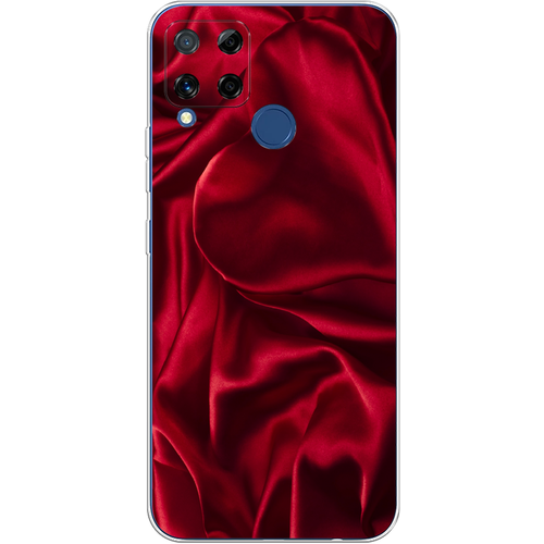 Силиконовый чехол на Realme C15 / Реалми С15 Текстура красный шелк силиконовый чехол на realme 6 реалми 6 текстура красный шелк