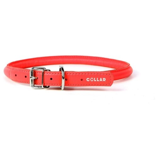 Ошейник CoLLaR GLAMOUR круглый, кожаный для собак (ширина 6мм, длина 20-25см) красный