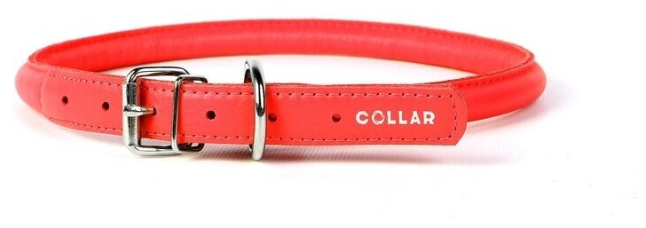Ошейник "CoLLaR GLAMOUR" круглый, кожаный для собак (ширина 6мм, длина 20-25см) красный