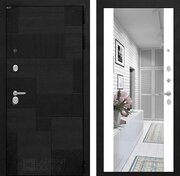 Входная дверь металлическая в квартиру PAZL с внутренней панелью зеркало максимум, цвет белый софт, размер по коробке 960х2050, правая