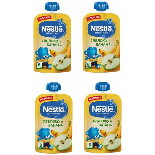 Пюре Nestle яблоко-банан с 6 месяцев 90 г 4 шт пюре nestlé яблоко с 4 месяцев 90 г 8 шт