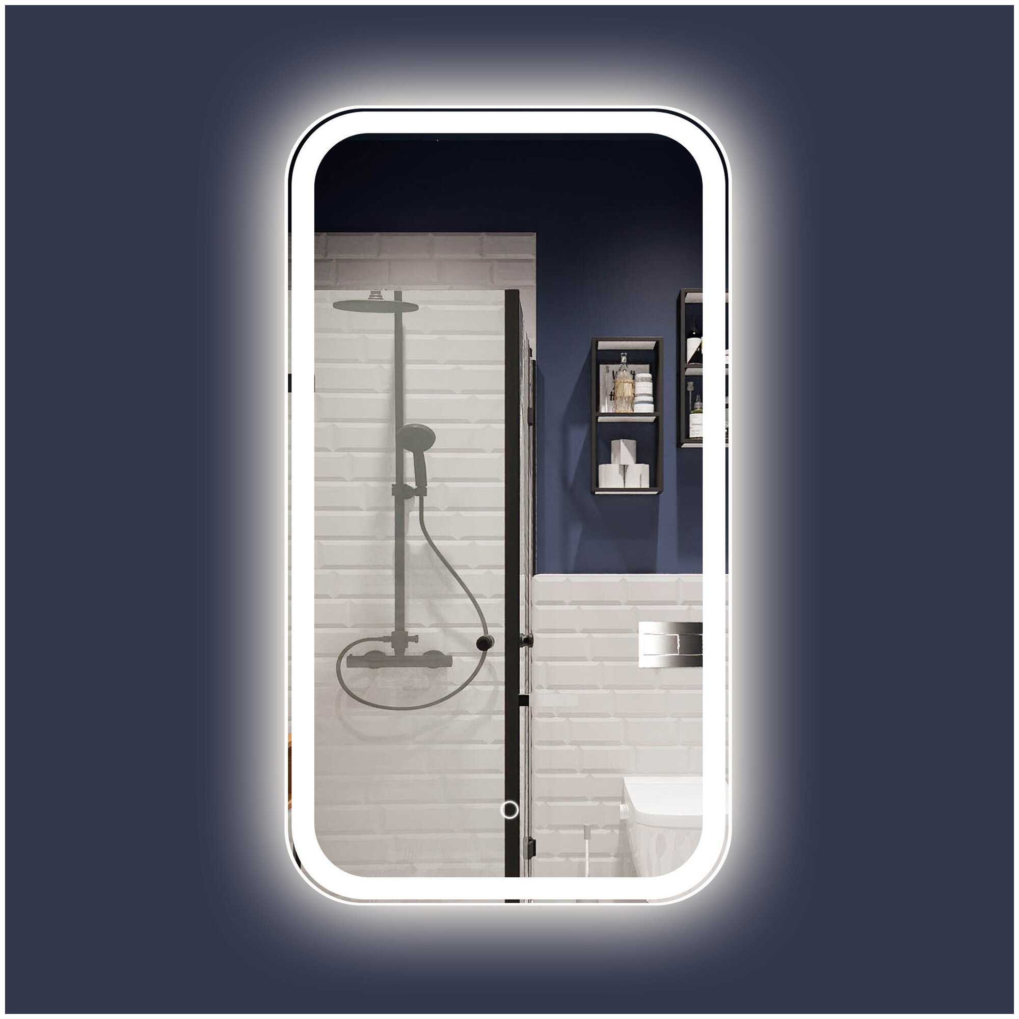 Зеркало "LORENA" в ванную комнату с LED подсветкой, 45 х 80 см, настенное зеркало в прихожую для макияжа, зеркало интерьерное на стену - фотография № 5