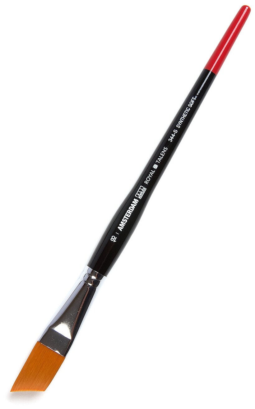 Кисть для акрила Amsterdam 344 синтетика мягкая скошенная ручка короткая №18