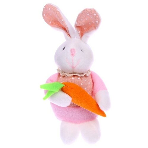 Мягкая игрушка «Кролик с морковкой», на подвеске, цвета микс мягкая игрушка кролик с мешочком на подвеске