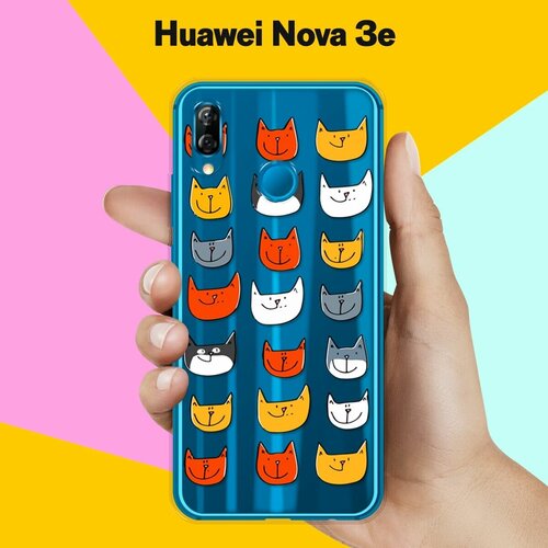 Силиконовый чехол Узор из котов на Huawei Nova 3e силиконовый чехол узор из такс на huawei nova 3e