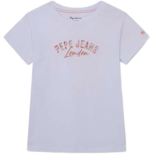 футболка для девочек, Pepe Jeans London, модель: PG502937, цвет: белый, размер: 12