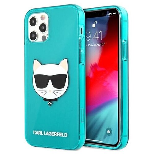 фото Чехол cg mobile karl lagerfeld tpu fluo choupette hard для iphone 12 pro max, цвет голубой