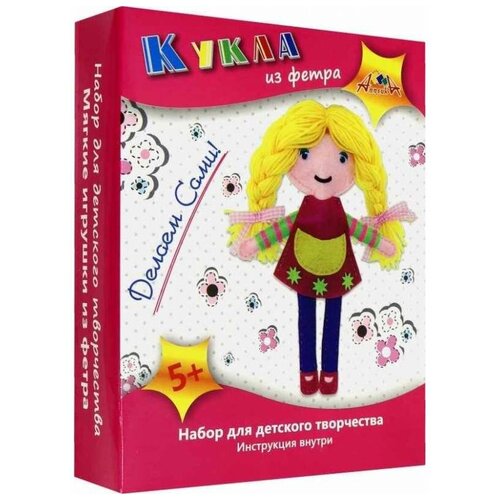 Апплика Набор для изготовления игрушки из фетра Кукла в красном платье (C3309-02) красный 150 г 20 см