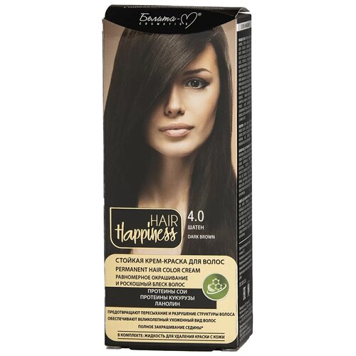 Белита-М Hair Happiness крем-краска для волос, 4.0 шатен, 90 мл