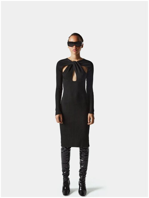 Женское платье Coperni Twisted Cut-Out Knit Dress, черный, S