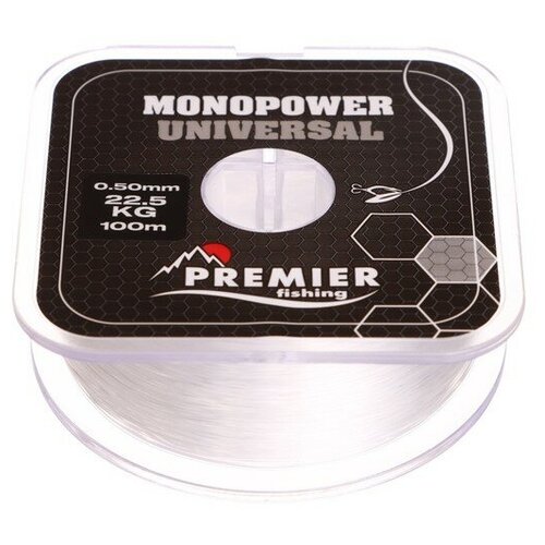 леска premier fishing monopower universal pr mu t 010 100 Леска Preмier fishing MONOPOWER Universal, диаметр 0.5 мм, тест 22.5 кг, 100 м, прозрачная