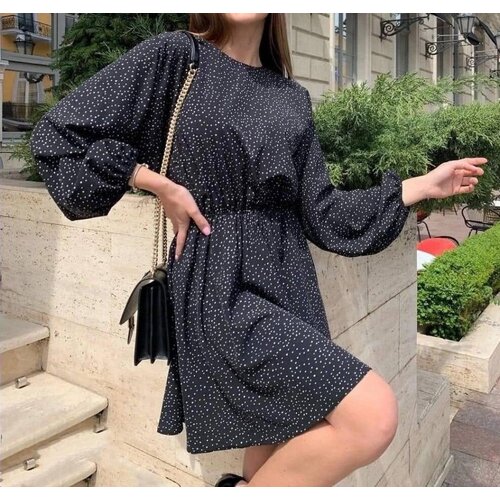 Сарафан SELEYA BETTER, шифон, повседневный, мини, размер 42, черный