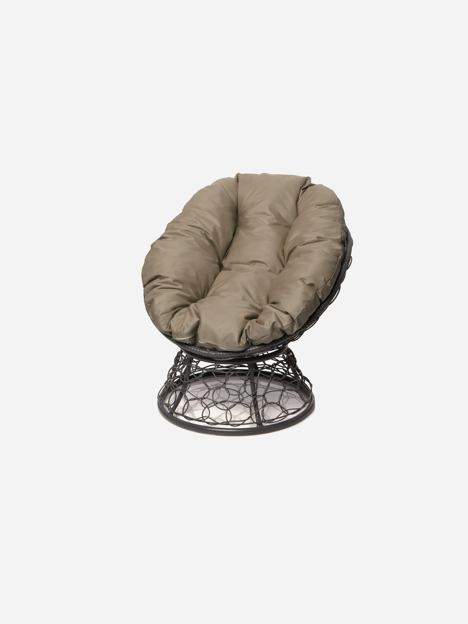 Круглое садовое кресло с ротангом и подушкой - фотография № 1