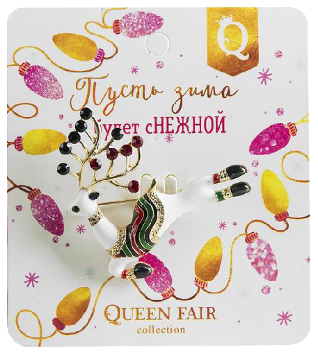 Брошь Queen Fair, бижутерный сплав, эмаль, стразы, мультиколор