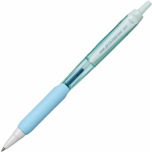 Ручка шариковая масляная автоматическая с грипом UNI JetStream, синяя, корпус бирюзовый, 0,35 мм, SXN-101FL AQUA В комплекте: 12шт.