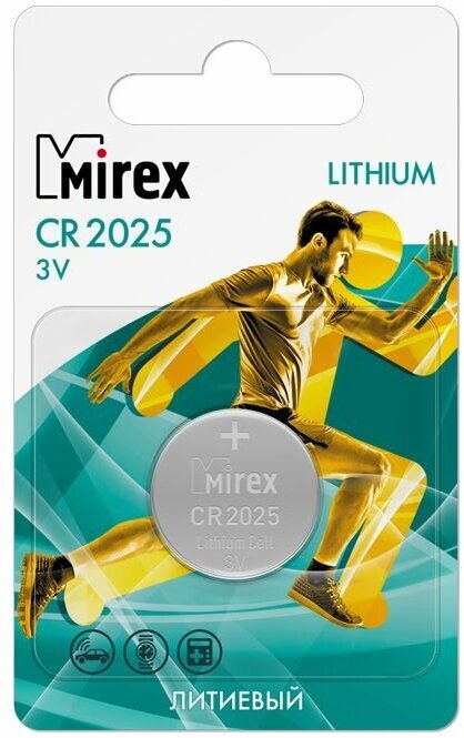 Батарейки литиевая Mirex CR2025 3V 1 шт , ecopack