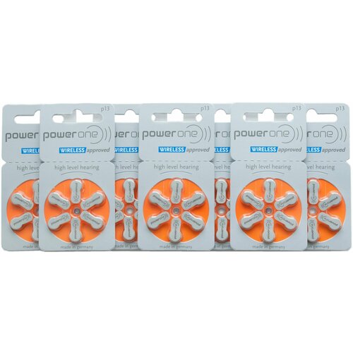 Батарейки для слуховых аппаратов Power One 13 ( 7 блистеров, 42 батарейки )