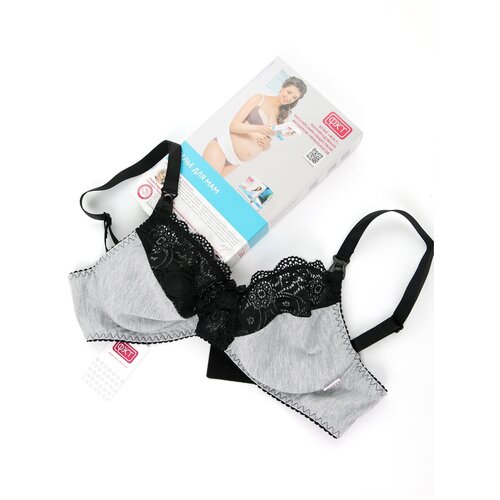 фото 0438 бюстгальтер для кормящих женщин "фэст" размер (85-b) серый меланж/черный