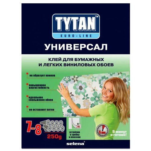 Клей для бумажных обоев Tytan Euro-Line Универсал 0.25 кг клей для полистирола евродекор tytan euro line бесцветный 250мл