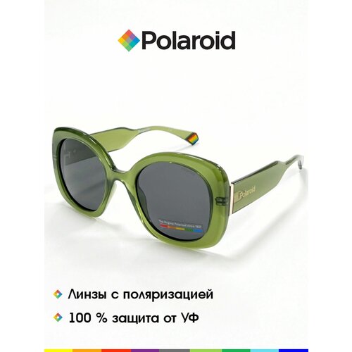 фото Солнцезащитные очки polaroid, квадратные, оправа: пластик, спортивные, устойчивые к появлению царапин, поляризационные, с защитой от уф, для женщин, зеленый