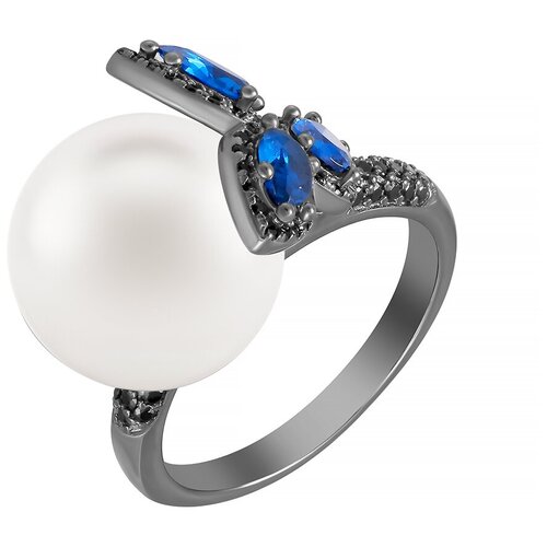 фото Element47 кольцо из серебра 925 пробы с барочным жемчугом и кубическим цирконием cjdpr0027-r_ko_wb_001_blk, размер 17