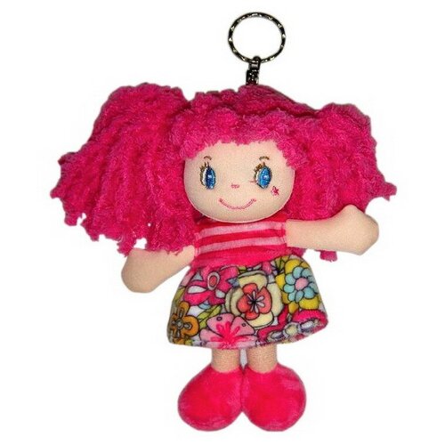 фото Кукла abtoys мягкое сердце, с розовыми волосами в розовом платье, на брелке, мягконабивная, 15 см