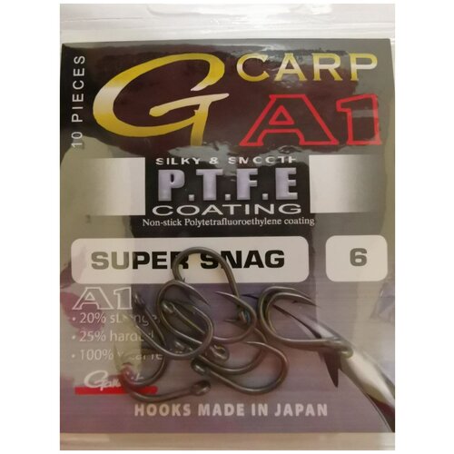 крючок gamakatsu hook a1 g carp super snag ptfe 10 Крючок Gamakatsu G-carp A1 Super Snag №6