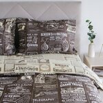 Комплект постельного белья RoomTex 2 спальный с европростыней/двуспальный/ бязь, хлопок/ бежевый/коричневый - изображение
