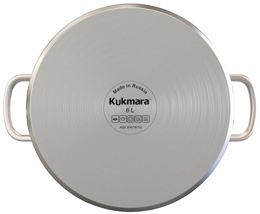 Кастрюля из нержавеющей стали с металлической крышкой Kukmara (Safia) SF-CA6024M, 6 л - фотография № 7