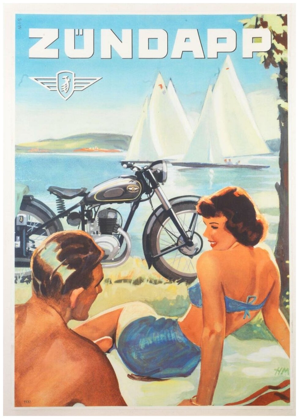 Постер / Плакат / Картина Мотоциклы - Мотоцикл Zundapp 60х90 см в подарочном тубусе
