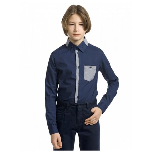 фото Школьная рубашка pelican, размер 9, синий