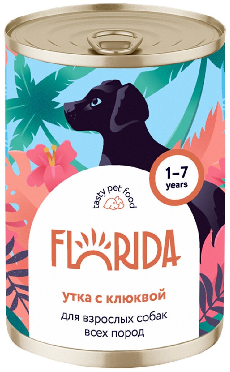 Консерва для собак Florida с уткой и клюквой 400 г