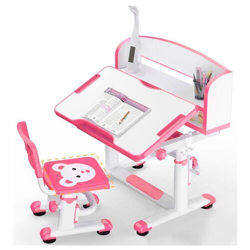 фото Комплект anatomica legare: детская парта, стул и светильник белый/розовый