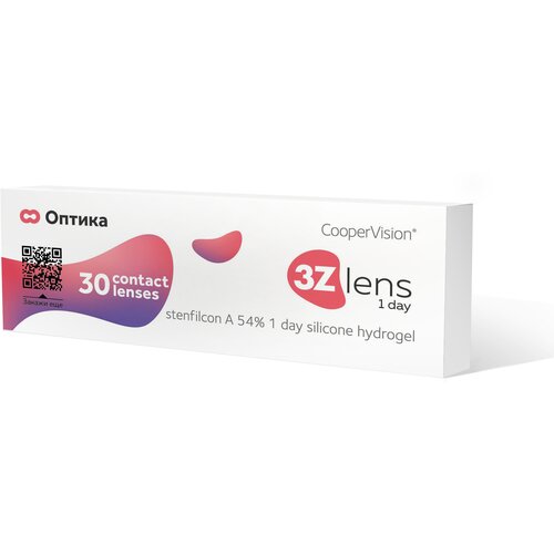 Купить Контактные линзы CooperVision 3Z lens 1 Day, 30 шт., R 8, 4, D -6, прозрачный, 1 уп., бесцветный/прозрачный, стенфилкон а