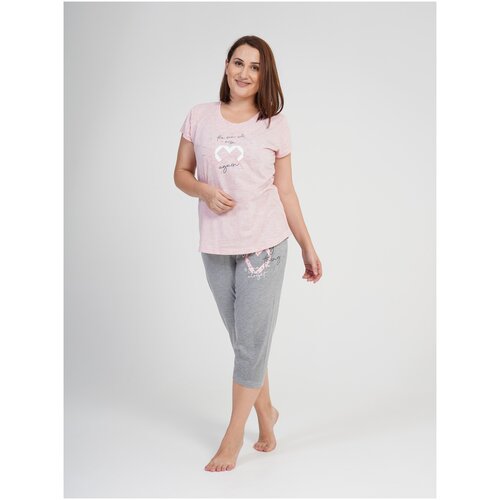 Пижама Vienetta, размер 4 xl, розовый, бежевый комплект vienetta размер 4 xl розовый бежевый