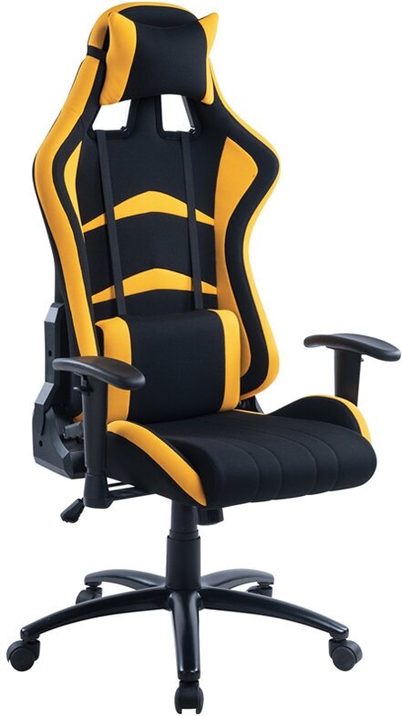 Кресло геймерское Helmi HL-G07 "Pointer", ткань черная/желтая, 2 подушки