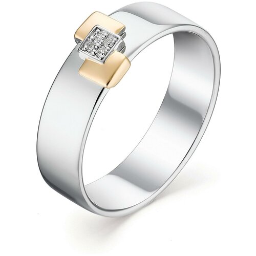 фото Алькор кольцо с 4 бриллиантами из серебра и золота 01-1108-000б-00, размер 16.5