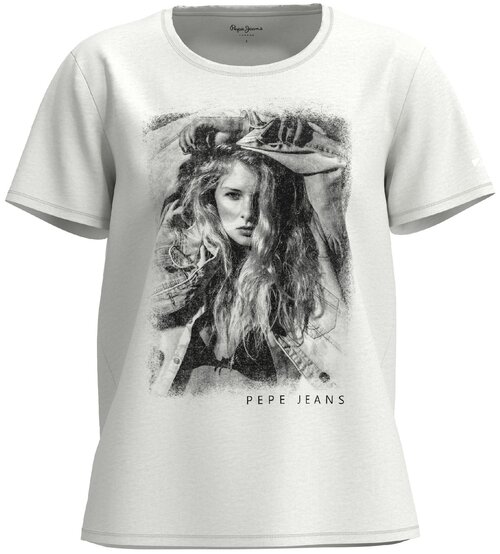 футболка для женщин, Pepe Jeans London, модель: PL505382, цвет: белый, размер: 42(XS)