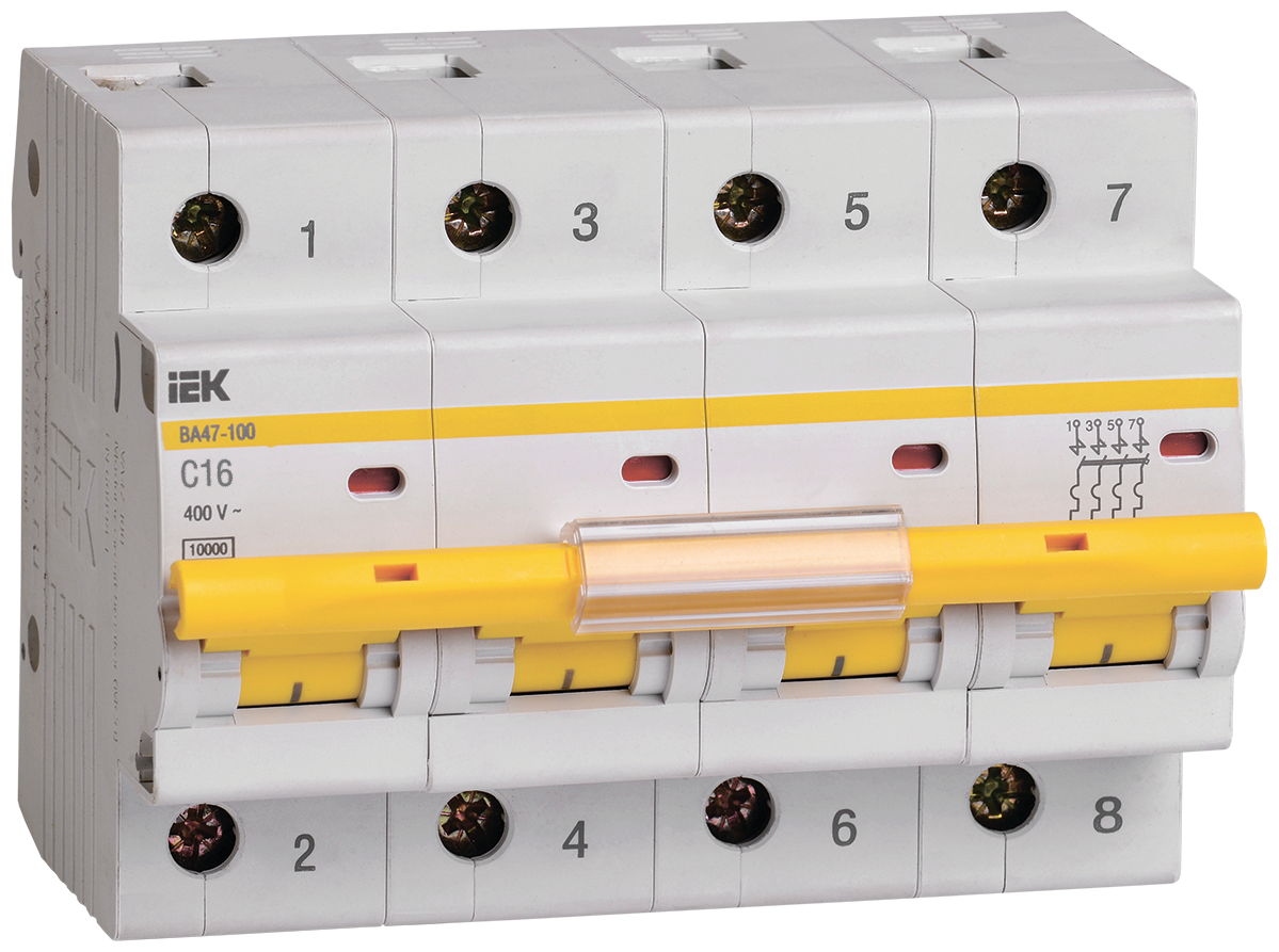 Автоматический выключатель IEK 1P 16А характеристика C 10кА ВА47-100 - фотография № 1
