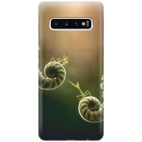 фото Ультратонкий силиконовый чехол-накладка для samsung galaxy s10 с принтом "пара богомолов" gosso