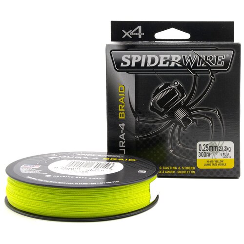 фото "плетеная леска spiderwire dura4 braid ярко-желтая 300 м. 0,25 мм. yel"