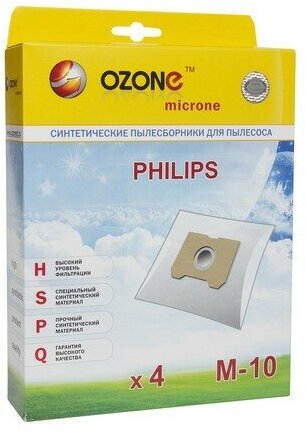 Синтетические мешки-пылесборники Ozone M-10 для пылесоса PHILIPS, 4 шт - фотография № 12