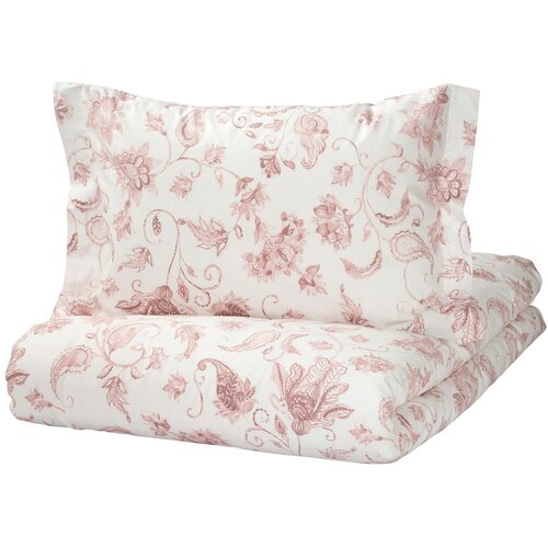 Пододеяльник и 2 наволочки FLOSOSCULUM (KYSSBLOMMA в икеа), 200x200/50x70 см, цветочный орнамент/в полоску